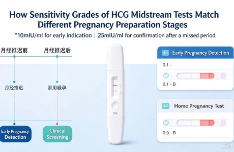 HCG pregnancy test midstream individual sealed pouch with desiccant detail"
