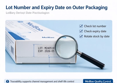 Lot number and expiry date inkjet coding position on MeiBao outer packaging Lot number and expiry date inkjet coding position on MeiBao outer packaging